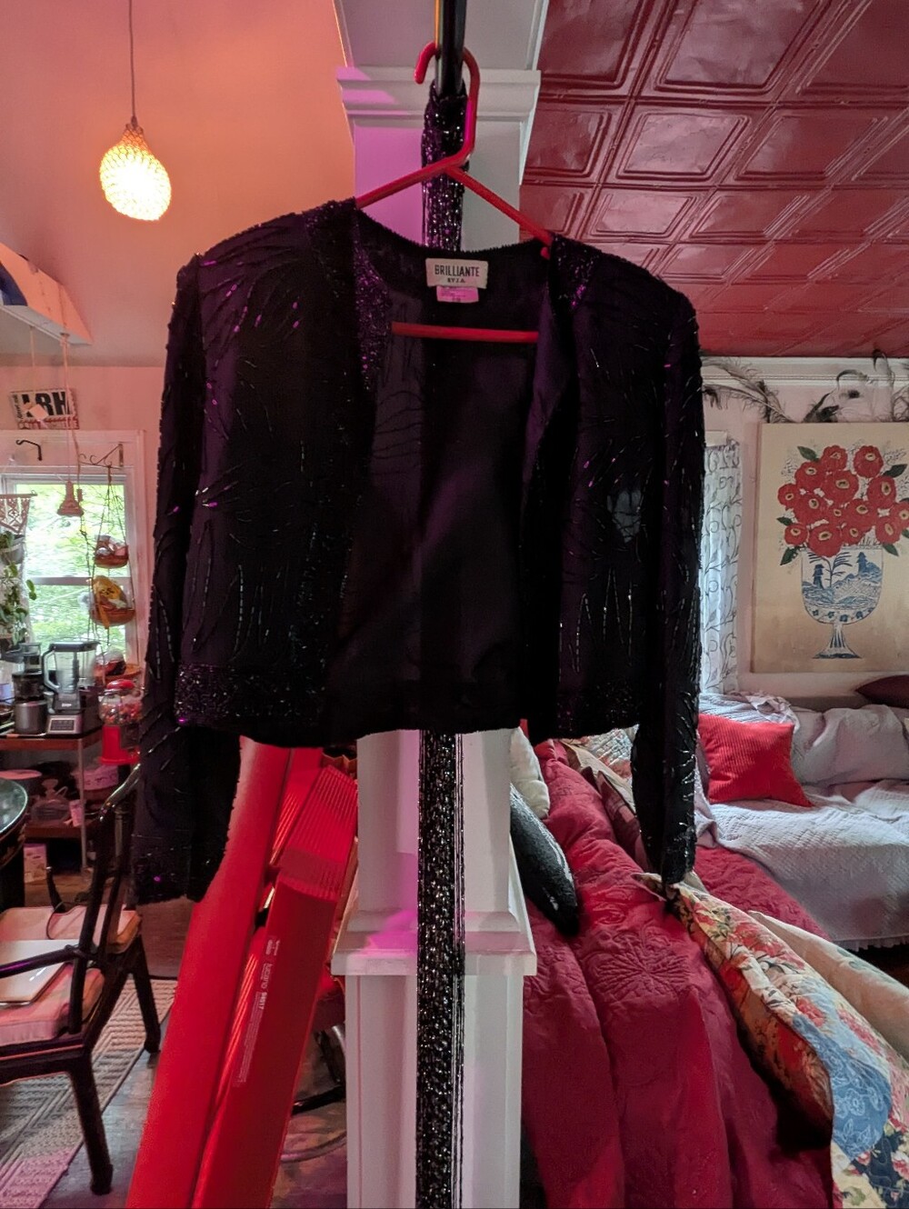 Black Beaded Cropped Jacket